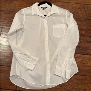 Express White Button-Up Shirt with Pocket (S)